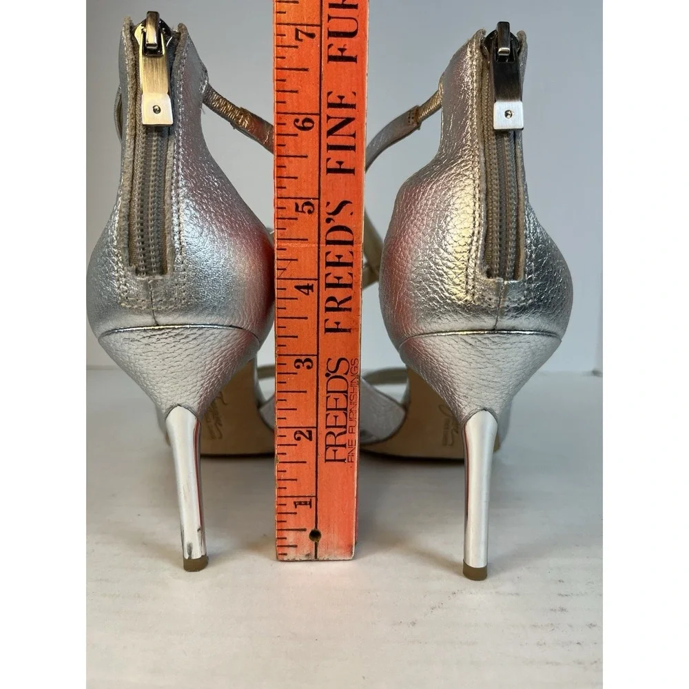 Imagine Vince‎ Camuto Pascal Sandals Metallic Silver Strappy Stiletto Size 8.5